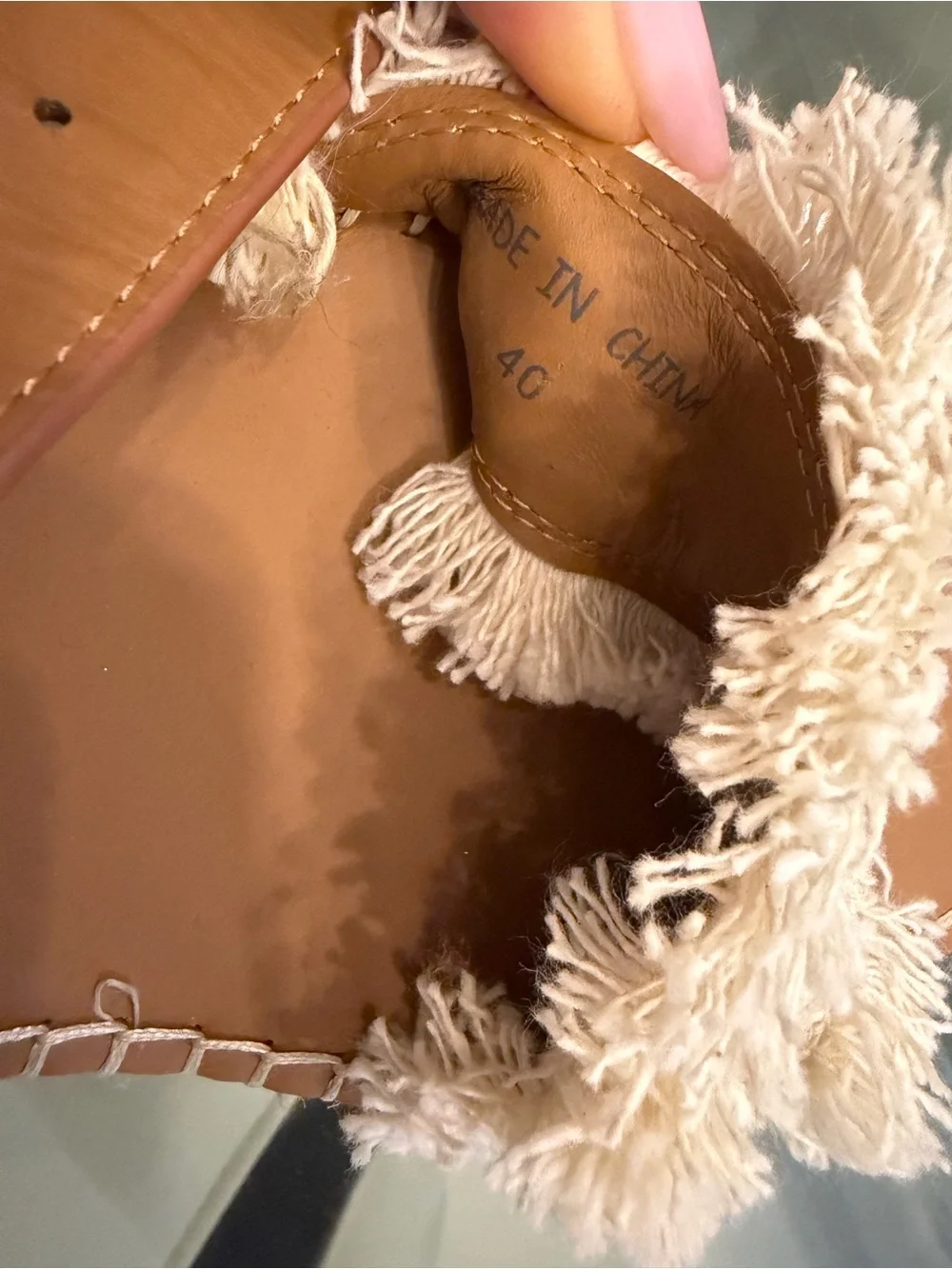 Chloe Tan and Cream Espadrille Wedge Sandals